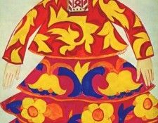 goncharova russian womans costume from le coq dor 1914. , 