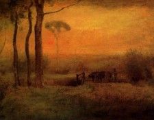 Inness George Pastoral Landscape At Sunset. , 