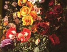 Jensen Johan Laurentz (Danish) 1800 to 1856 A Still Life Of Hollyhocks And Poppies O C 83.8 by 57. ������, ����� Laurentz