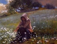 Homer Winslow Girl and Daisies. , 