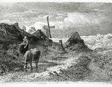 Achenbach Andreas Dutch Landscape with Woman and Cow. Achenbach, 