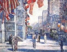 hassam early morning on the avenue in may 1917. , 