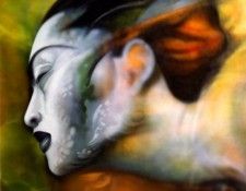 woman in profile. ,  B