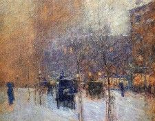 Hassam Childe Winter evening New York Sun. , 