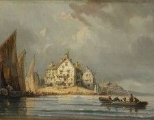 Isabey Coastal landscape with Boats and Constructions. ,   