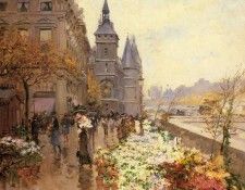 Stein Georges A Flower Market Along The Seine. , 