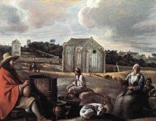 Le Nain Louis Landscape With Peasants And A Chapel. ,  