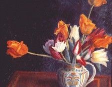 carrington tulips in a staffordshire jug c1921.  