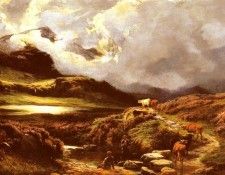 Percy Sidney Richard Cattle And Drovers On A Path. ,  