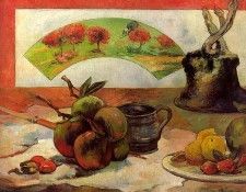 Gauguin Still Life with Fan, 1889, oil on canvas, Musee dOr. , 