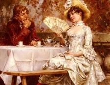 Kaemmerer Frederick Hendrik Tea In The Garden, Autumn. Kaemmerer  