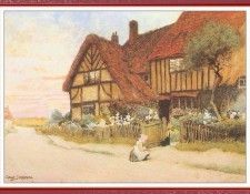 StrachanArthurClaude GirlWithKittenOutsideAHouse-We (f058). ,  