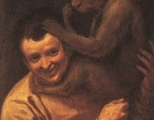 CARRACCI - A MAN WITH A MONKEY, 1590-91, OIL ON CANVAS. , 
