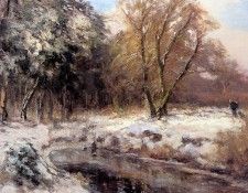 Apol Lodewijk Winterlandscape with woman and dog Sun . , 