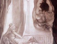 FUSELI John Henry Brunhilde Observing Gunther Whom She Has Tied To The Ceiling. , 