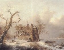Figures In A Winter Landscape. Kruseman,  