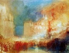 Turner Joseph The fire in the house of Parliament Sun. ,   