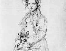 Ingres Mademoiselle Henriette Ursule Claire maybe Thevenin and her dog Trim. ,   