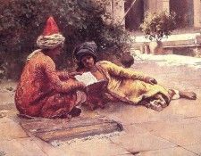 Two Arabs Reading in a Courtyard. ,  