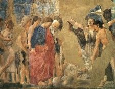 Piero della Francesca -The Arezzo Cycle - Death of Adam (detail) [03]. ,  