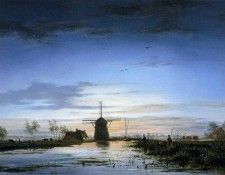 Abels Jacobus Theodorus Fishermen at dusk Sun .   