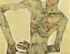 Schiele Self-portrait standing, 1910, Graphische Sammlung Al. , 