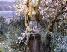 Gathering Apple Blossoms. ,  