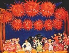 larionov midnight-sun sketch-of-set-with-human-figures 1915. ��������, ������