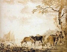 Strij van Jacob Landscape with cows Sun. Strij,  