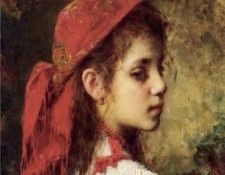 Portrait of a Young Girl in A Red Kerchief. ,  Alexeivich