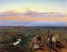Abendlandschaft mit Ziegenherde,     . (1847).   