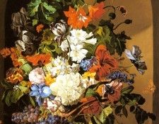 Zinnogger Leopold A Still Life With Flowers And Grapes. Zinnogger, ��������