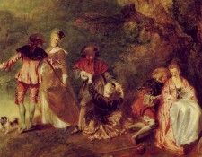 Watteau The Embarkation for Cythera, 1717, Detalj, 129x194 c. , -