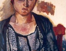 ls PereDaura 047 Dona amb vestit negre i barret vermell 1925 30. ������, Pere