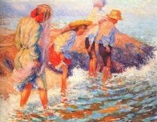 clapp children wading c1909. �����, ������ �����