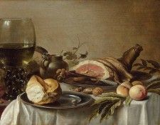 Claesz,P. Breakfast with ham, 1647, 40x61 cm, Eremitaget. , 
