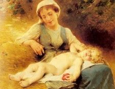 Perrault Leon Jean basile A Mother With Her Sleeping Child. ,   