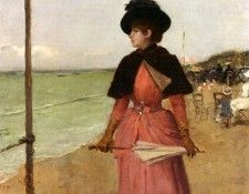 Duez Ernest Ange An Elegant Lady On The Beach. Duez  