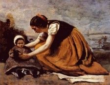 corot mother and child on the beach c1860. 
