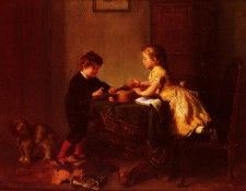 Schlesinger Felix Children Playing With A Guitar.  