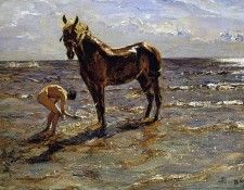 Serov Valentin Bathing a horse Sun. , 