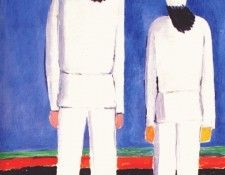 malevich 2 peasants against blue background 1928-32. , 