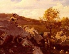 Harpignies Henri Joseph Boys By The Sea. Harpignies, ����-������