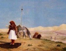 Gerome Jean Leon Prayer in the Desert. , -