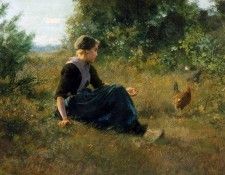 Bri�t Arthur Feeding the chickens Sun . ���