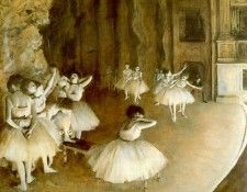 Degas Ballet Rehearsal on Stage, 1874, oil on canvas, Musee . , --
