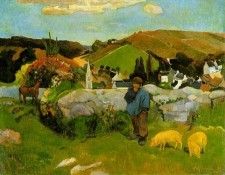 Gauguin The swineherd, Brittany, 1888, 74x93 cm, Los Angeles. , 