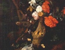 ruysch flowers on a tree trunk. , 