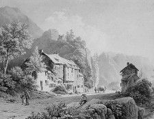 Koekkoek Barend C Country road in mountainous landscape Sun. Koekkoek, Barend 