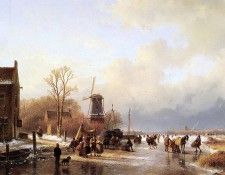 Schelfhout Andreas Scaters river with mill Sun 2. Schelfhout, 